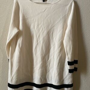 White Sweater with Black Stripes L